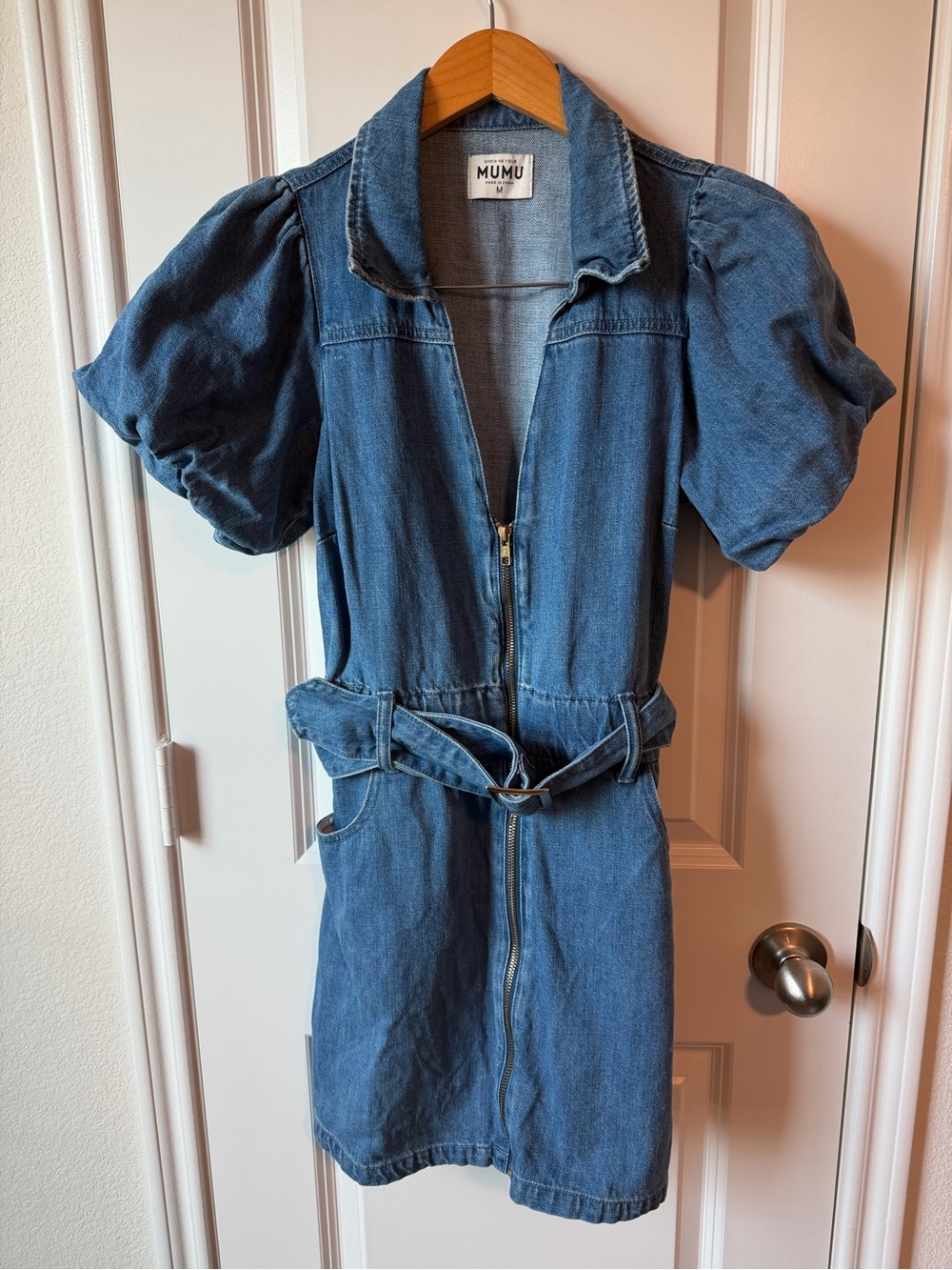 Show Me Your Mumu Oxford Denim Mini Dress in Stormy Blue - Picture 3 of 6